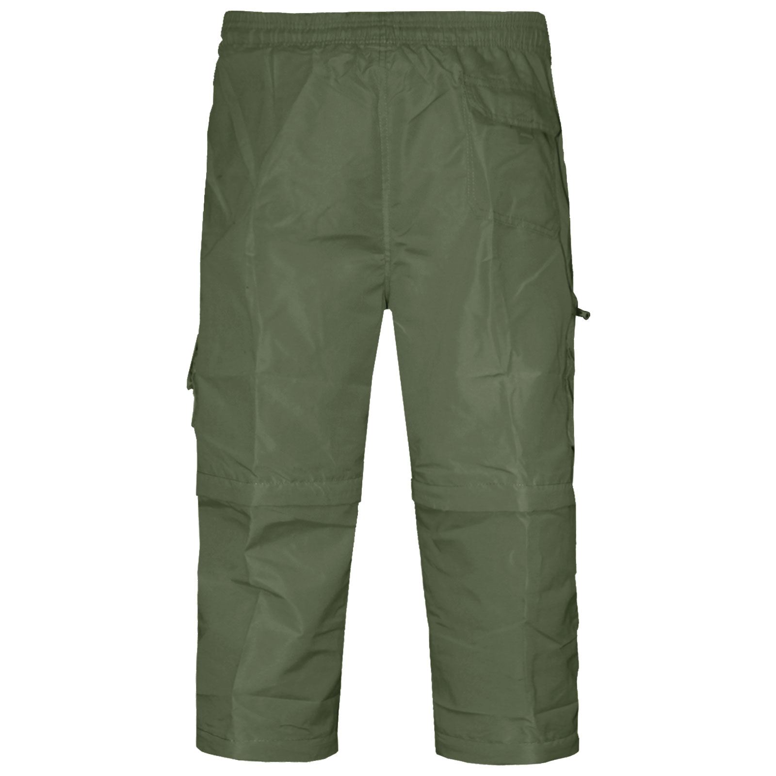 Mens 3/4 Elasticated Shorts 2 in 1 Zip Off Cargo Combat Long Pants Military Army 