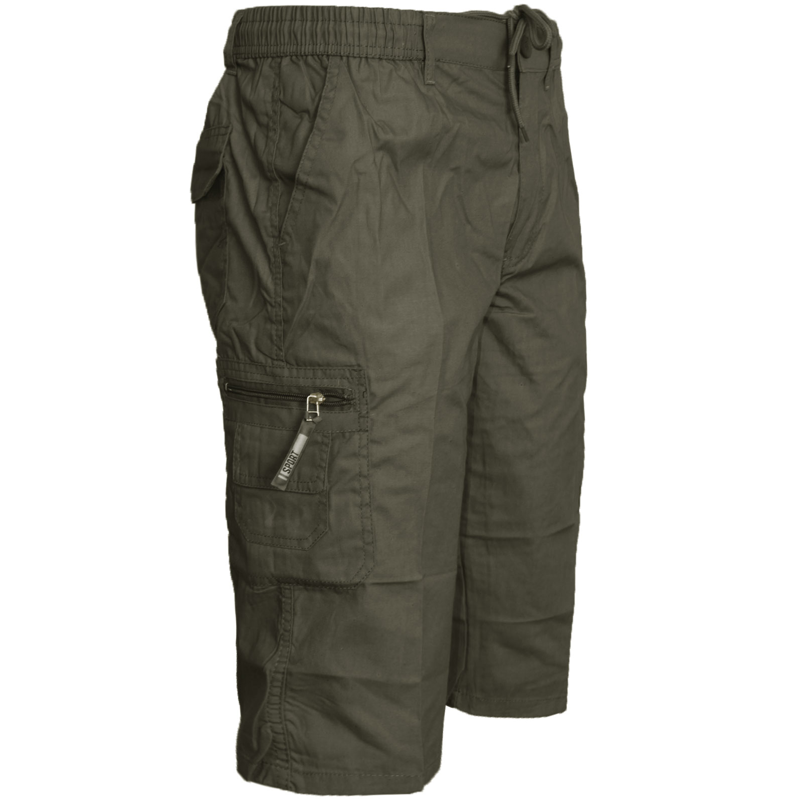 Mens Cargo Shorts Elasticated Waist Casual Cotton Combat Pants M L XL 2XL 3XL 