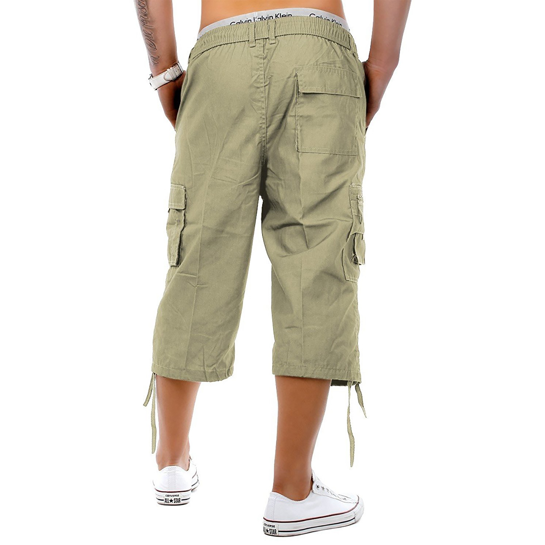 Style Spot Mens Plain Shorts Cargo Combat Casual 3/4 Three Quarter Length 6 Pockets Lightweight Shorts